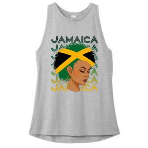 Jamaican Black Girl Jamaica Flag Hair Ladies PosiCharge Tri-Blend Wicking Tank