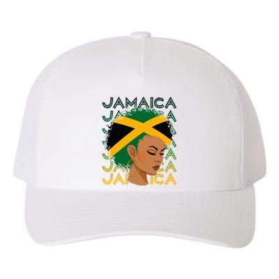 Jamaican Black Girl Jamaica Flag Hair Yupoong Adult 5-Panel Trucker Hat