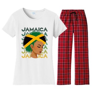 Jamaican Black Girl Jamaica Flag Hair Women's Flannel Pajama Set