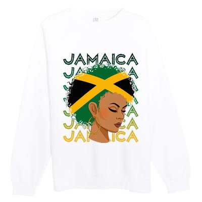 Jamaican Black Girl Jamaica Flag Hair Premium Crewneck Sweatshirt