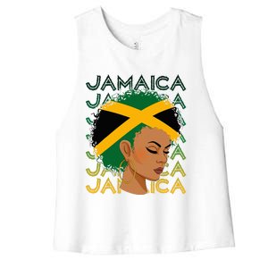 Jamaican Black Girl Jamaica Flag Hair Women's Racerback Cropped Tank