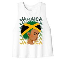 Jamaican Black Girl Jamaica Flag Hair Women's Racerback Cropped Tank