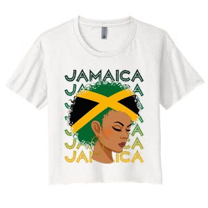 Jamaican Black Girl Jamaica Flag Hair Women's Crop Top Tee