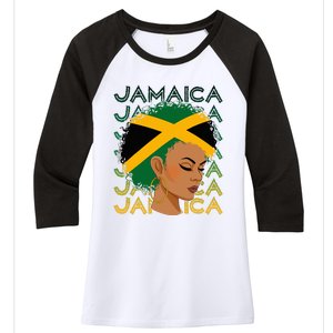 Jamaican Black Girl Jamaica Flag Hair Women's Tri-Blend 3/4-Sleeve Raglan Shirt