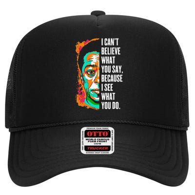 James Baldwin Graffiti Art Juneteenth Black History Month High Crown Mesh Back Trucker Hat