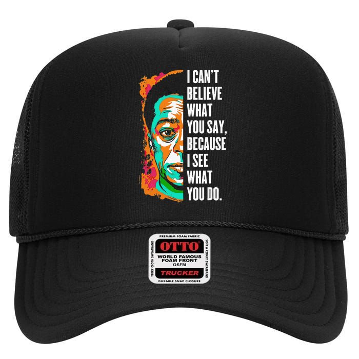 James Baldwin Graffiti Art Juneteenth Black History Month High Crown Mesh Back Trucker Hat