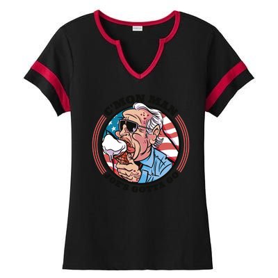 Joe Biden Gotta Go Ice Cream Ladies Halftime Notch Neck Tee