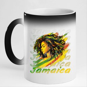 Jamaican Black Girl Jamaica Flag Hair Women 11oz Black Color Changing Mug