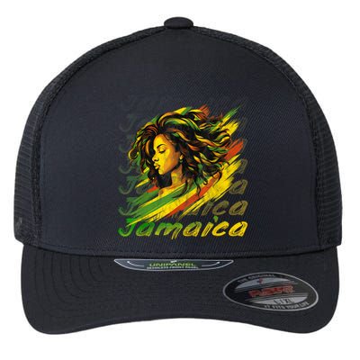 Jamaican Black Girl Jamaica Flag Hair Women Flexfit Unipanel Trucker Cap