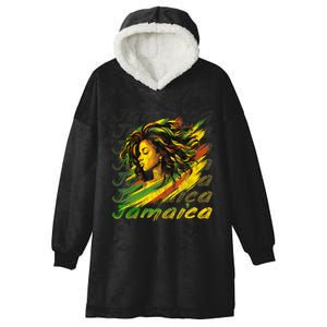 Jamaican Black Girl Jamaica Flag Hair Women Hooded Wearable Blanket