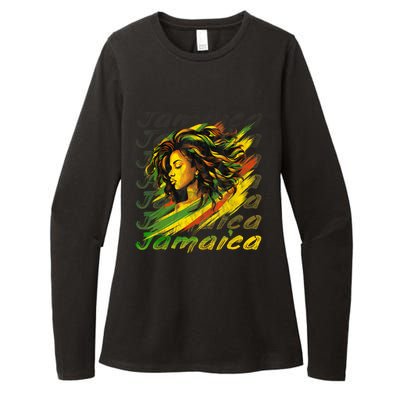 Jamaican Black Girl Jamaica Flag Hair Women Womens CVC Long Sleeve Shirt