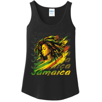 Jamaican Black Girl Jamaica Flag Hair Women Ladies Essential Tank