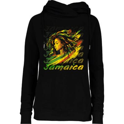 Jamaican Black Girl Jamaica Flag Hair Women Womens Funnel Neck Pullover Hood