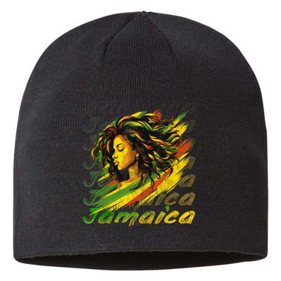 Jamaican Black Girl Jamaica Flag Hair Women Sustainable Beanie