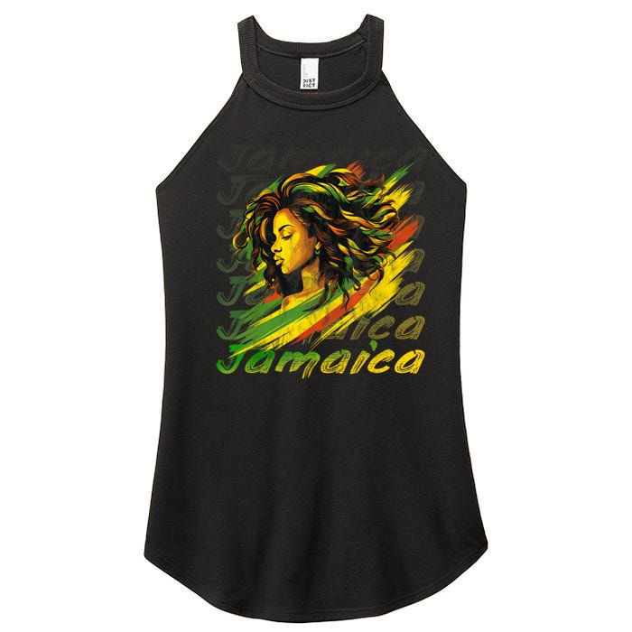 Jamaican Black Girl Jamaica Flag Hair Women Women’s Perfect Tri Rocker Tank