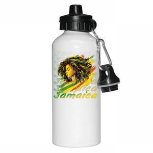 Jamaican Black Girl Jamaica Flag Hair Women Aluminum Water Bottle