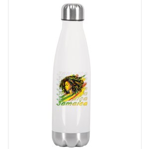 Jamaican Black Girl Jamaica Flag Hair Women Stainless Steel Insulated Water Bottle