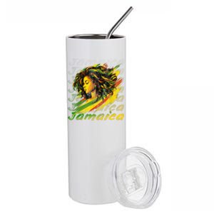 Jamaican Black Girl Jamaica Flag Hair Women Stainless Steel Tumbler