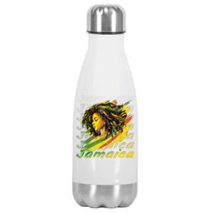 Jamaican Black Girl Jamaica Flag Hair Women Stainless Steel Insulated Water Bottle