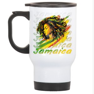 Jamaican Black Girl Jamaica Flag Hair Women Stainless Steel Travel Mug