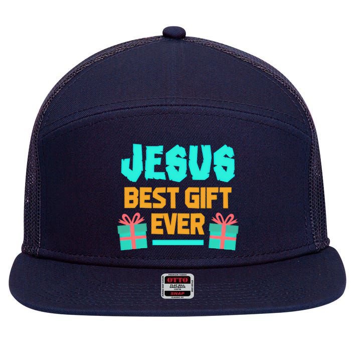 Jesus Best Gift Ever Christmas 7 Panel Mesh Trucker Snapback Hat