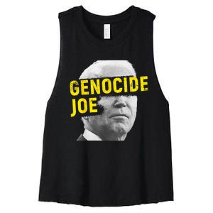 Joe Biden Genocide Anti Biden Funny Conservative Political Women's Racerback Cropped Tank