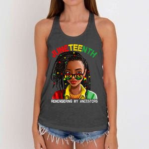 Juneteenth Black Girl Women Locd Remebering My Ancestors Women's Knotted Racerback Tank