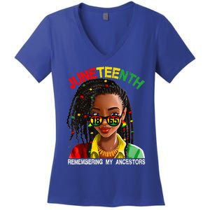 Juneteenth Black Girl Women Locd Remebering My Ancestors Women's V-Neck T-Shirt