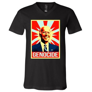 Joe Biden Genocide Anti Biden Funny Conservative Political V-Neck T-Shirt