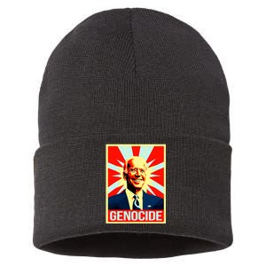 Joe Biden Genocide Anti Biden Funny Conservative Political Sustainable Knit Beanie