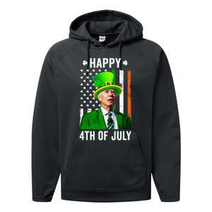 Joe Biden Happy 4th Of July Confused St Patricks Day Performance Fleece Hoodie