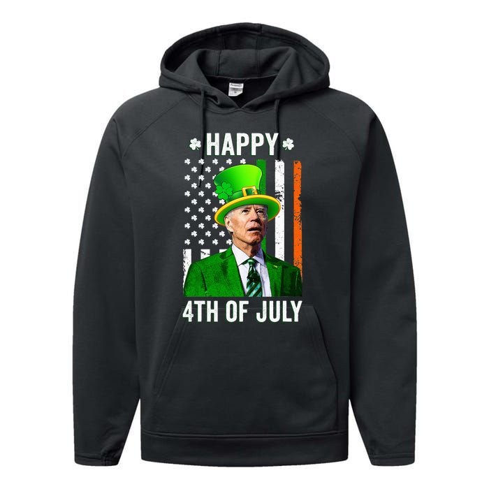 Joe Biden Happy 4th Of July Confused St Patricks Day Performance Fleece Hoodie