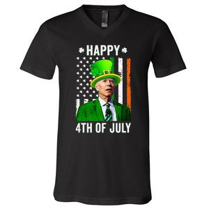 Joe Biden Happy 4th Of July Confused St Patricks Day V-Neck T-Shirt