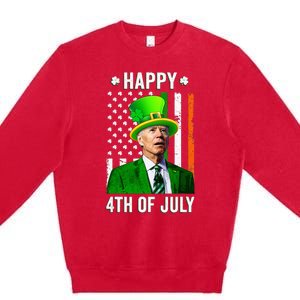 Joe Biden Happy 4th Of July Confused St Patricks Day Premium Crewneck Sweatshirt