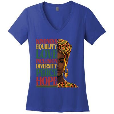 Junenth Black History Month African Melanin Gift Women's V-Neck T-Shirt