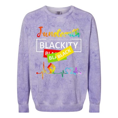 Juneteenth Blackity Heartbeat Black History African America Colorblast Crewneck Sweatshirt