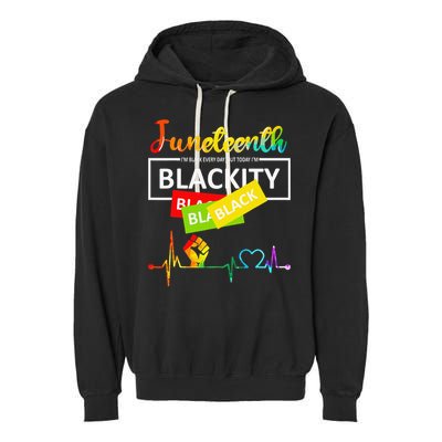 Juneteenth Blackity Heartbeat Black History African America Garment-Dyed Fleece Hoodie