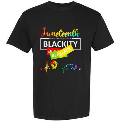 Juneteenth Blackity Heartbeat Black History African America Garment-Dyed Heavyweight T-Shirt