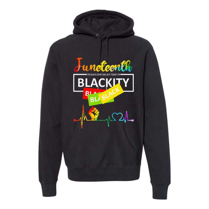 Juneteenth Blackity Heartbeat Black History African America Premium Hoodie