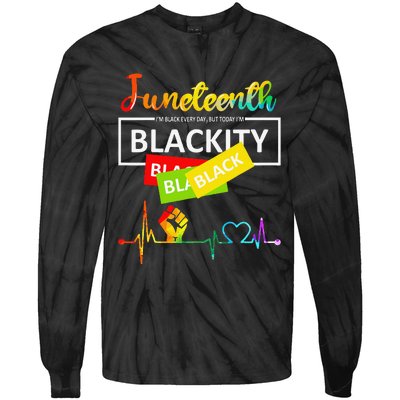 Juneteenth Blackity Heartbeat Black History African America Tie-Dye Long Sleeve Shirt