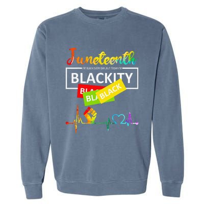 Juneteenth Blackity Heartbeat Black History African America Garment-Dyed Sweatshirt