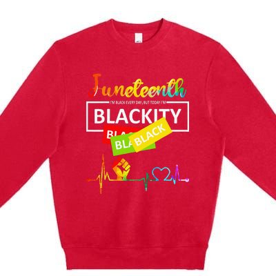 Juneteenth Blackity Heartbeat Black History African America Premium Crewneck Sweatshirt