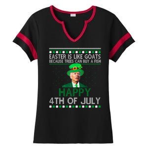 Joe Biden Happy 4th Of July Confused St Patricks Day Funny Ladies Halftime Notch Neck Tee