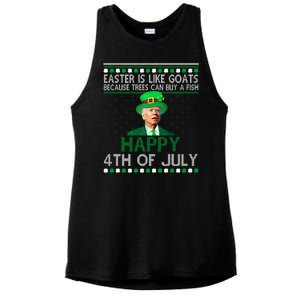 Joe Biden Happy 4th Of July Confused St Patricks Day Funny Ladies PosiCharge Tri-Blend Wicking Tank