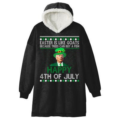 Joe Biden Happy 4th Of July Confused St Patricks Day Funny Hooded Wearable Blanket