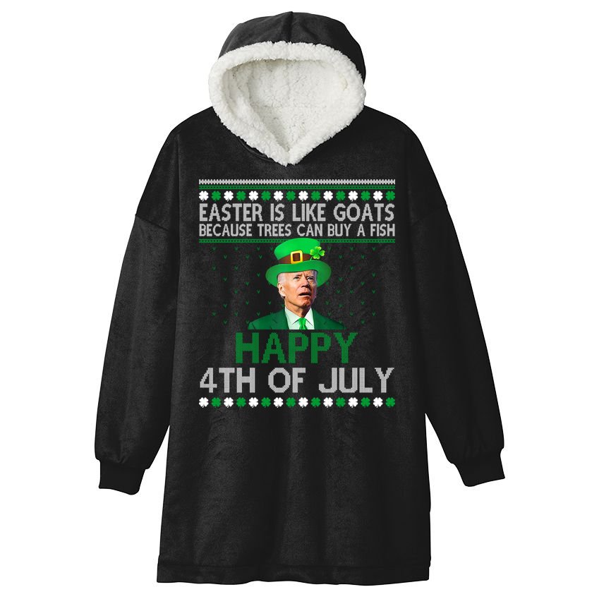Joe Biden Happy 4th Of July Confused St Patricks Day Funny Hooded Wearable Blanket