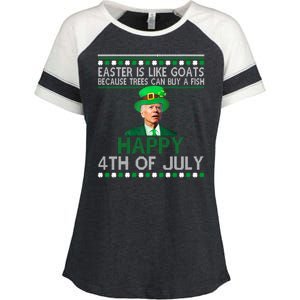 Joe Biden Happy 4th Of July Confused St Patricks Day Funny Enza Ladies Jersey Colorblock Tee