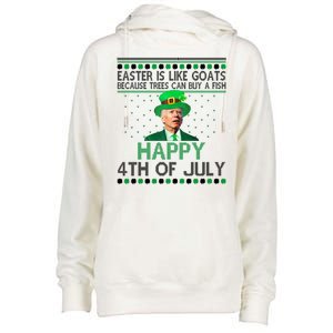 Joe Biden Happy 4th Of July Confused St Patricks Day Funny Womens Funnel Neck Pullover Hood