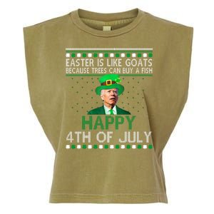 Joe Biden Happy 4th Of July Confused St Patricks Day Funny Garment-Dyed Women's Muscle Tee