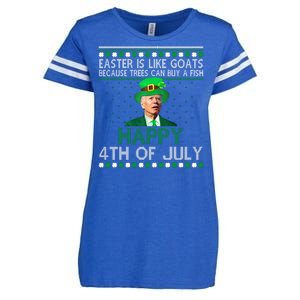 Joe Biden Happy 4th Of July Confused St Patricks Day Funny Enza Ladies Jersey Football T-Shirt